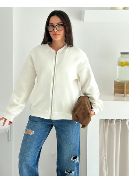 Fermuarlı 3 Iplik Kolej Sweatshirt Hırka fiyatları