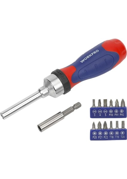 WP200524 14 Parça Profesyonel Cr-V Cırcırlı Tornavida Seti