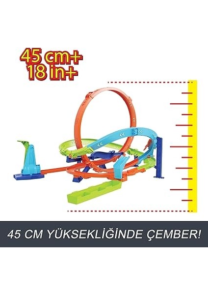 Wheels Bumerang Çemberli Yarış Pisti Hot Wheels Bumerang Çemberli Yarış Pisti, 1:64 Ölçekli Oyuncak Araba, Kolayca Saklanabilir HTK16 modelleri
