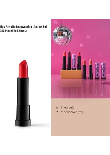 Callista Lips Favorite Longwearing Lipstick Kalıcı Ruj 302 Planet Red, Kırmızı fiyatları