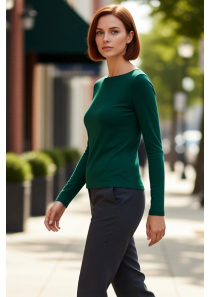 Kadın Moda Şık Üst Giyim Crop Kayık Yaka Slim Kalıp Örme Pamuklu Fitted Vücuda Oturan Esnek Bluz fırsatları