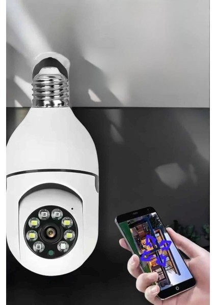 Kamera Duylu Ampul Görünümlü 360 Derece Dönebilen Ev Kamerası
