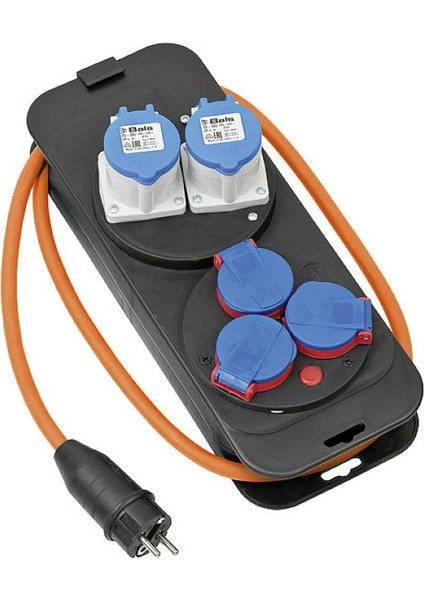 Cee 230 V Kamp Elektrik Dağıtıcı, Topraklı Fişli (2 x Cee Priz, 3 x Topraklı Priz, 1,5 M H07RN-F 3g2,5 Kablo, Turuncu, Kamp Kullanımı Için Ideal, Almanya&apos;da Üretilmiştir)