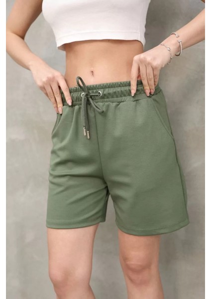 Osy Modal Yumuşak Dokulu Kumaş Kadın Kısa Şort - Haki fiyatları