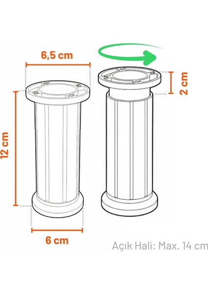 Mobilya Tezgah Dolap Yükseltici Yükseltme Ayağı Ayarlanabilir Plastik Ayak 1 Adet 12 cm Beyaz modelleri