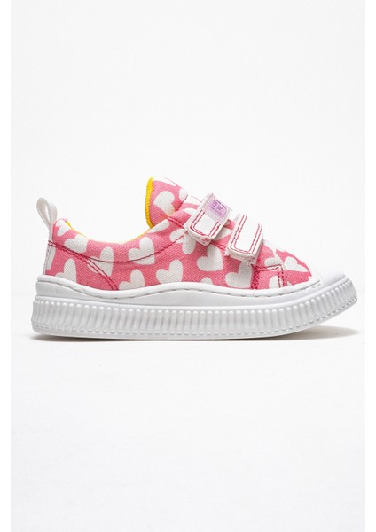 Kız Çocuk Pembe Kalpli Sneaker Ayakkabı