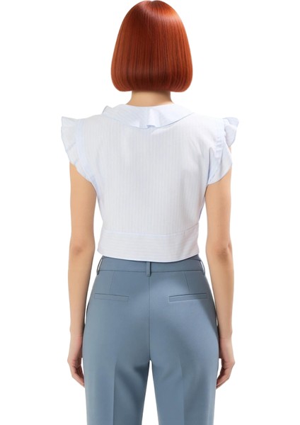 Kadın V Yaka Bağlama Detaylı Dokuma Bluz Kısa Kollu Kaliteli Şık Rahat Modern Zarif Günlük modelleri