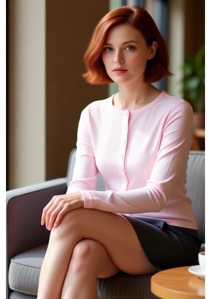 Kadın Vücuda Oturan Tam Düğmeli Bisiklet Yaka Örme Üst Kaliteli Şık Rahat Modern Zarif Günlük