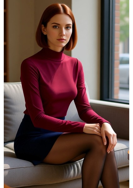 Kadın Dik Yaka Uzun Kollu Fitted Örme Bluz Smart Casual Kış Koleksiyonu Için Ideal Bir Seçenek fiyatları