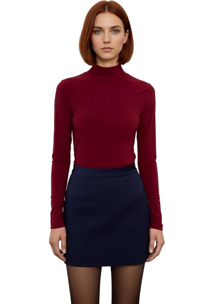 Kadın Dik Yaka Uzun Kollu Fitted Örme Bluz Smart Casual Kış Koleksiyonu Için Ideal Bir Seçenek modelleri