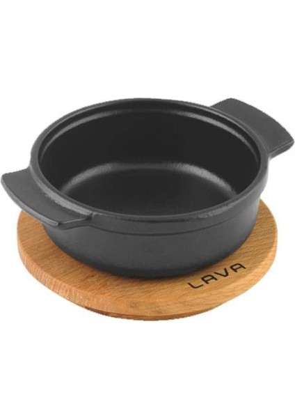 Kabı, Lv Eco Gv 11 K4, Yuvarlak Güveç, Ahşap Altlık, Çap 11 Cm, Dökme Demir, Siyah