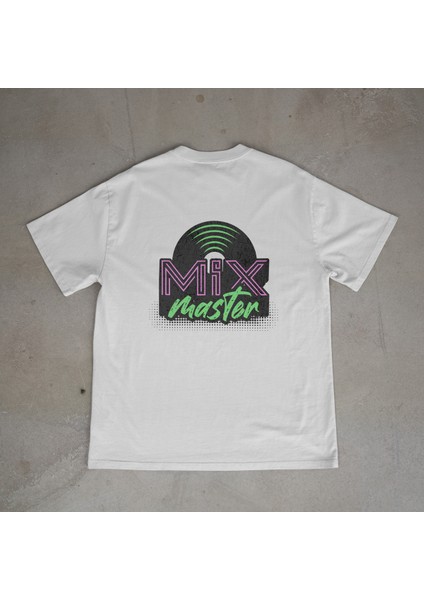 Mix Tasarım Baskılı Beyaz Oversize T-Shirt