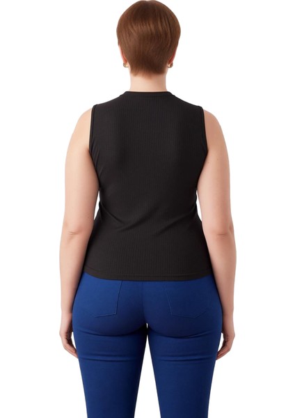 Kadın Düğmeli Bisiklet Yaka Kolsuz Örme Üst Günlük Şıklık ve Konfor Kaliteli Şık Rahat Modern modelleri