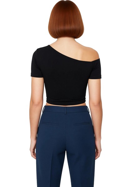 Kadın Likralı Penye Süprem Örme Asimetrik Yaka Üst Kaliteli Şık Rahat Modern Zarif Günlük modelleri