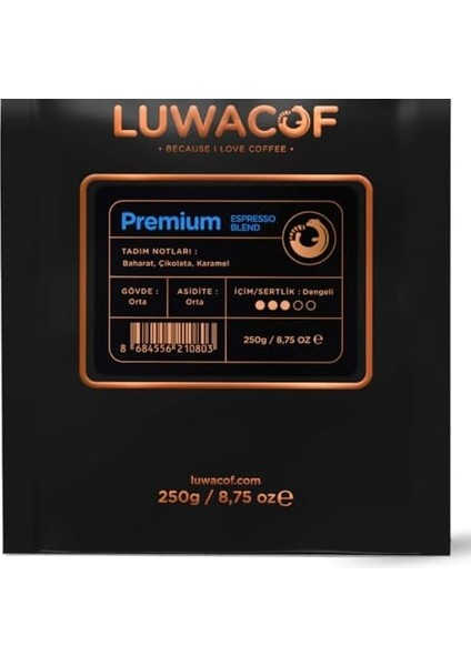 Luwacof Premium Espresso Blend Kahve (Çekirdek) 250 gr