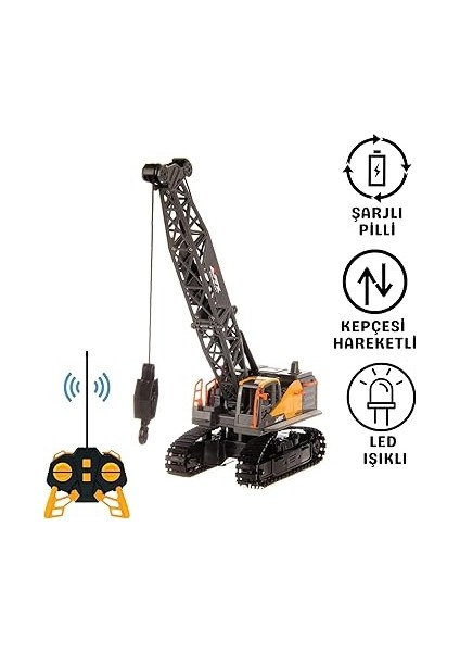Kumandalı 40 Mhz Tam Fonksiyonlu Rc Iş Araçları LED Işıklı Kepçeleri, Damperi ve Vinç Hareketlidir (Kule Vinç-Kepçe-Bulldozer-Kamyon) (Kule Vinç) fiyatları