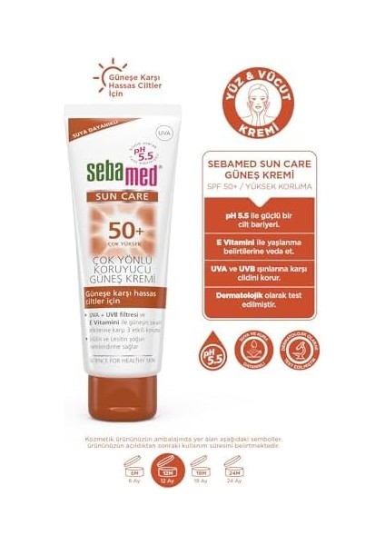 Sebamed Sun Care Uva/uvb Filtresi ve E Vitamini Üçlü Yüksek Koruma Çok Yönlü Güneş Kremi 50 Spf 75 ml modelleri