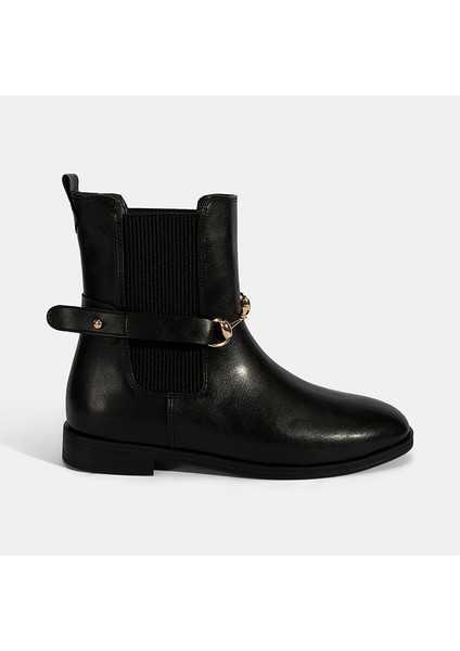 Kadın Siyah Metal Toka Aksesuarlı Bot fiyatları