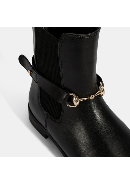 Kadın Siyah Metal Toka Aksesuarlı Bot indirimleri