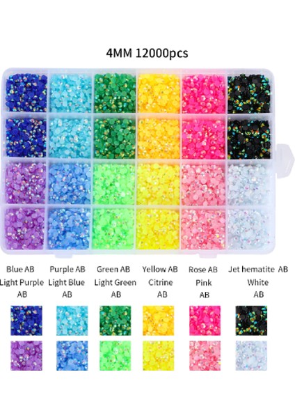 Renkli Taş Set 24 Lü - Tırnak Süsü - Tırnak Taşı Nail Art modelleri