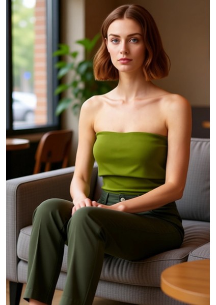 Straplez Yandan Fermuarlı Krep Örme Bluz Modern Stil Trend Tasarım Yüksek Kalite fiyatları