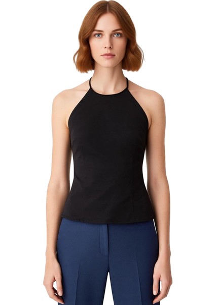 Kadın Dokuma Gabardin Halter Yaka Bluz Esnek ve Şık Tasarım Kaliteli Şık Rahat Modern Zarif fiyatları