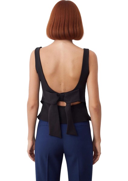 Sırt Fiyonklu Bluz Fitted Kalıp %88 Polyester Yazlık Casual Şık Görünüm Trend Tasarım modelleri