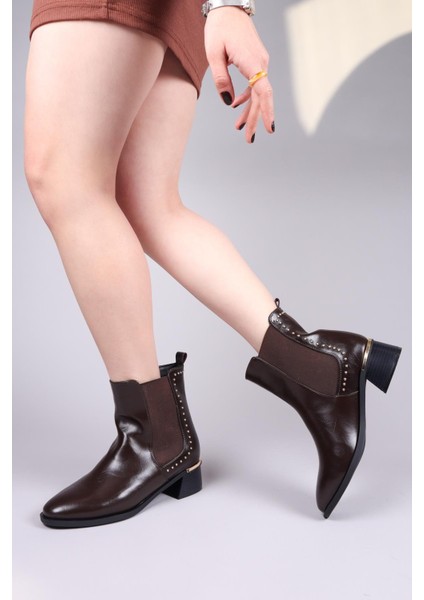 Bruce Trok ve Lastik Detaylı Topuklu Bot Kahverengi fırsatları