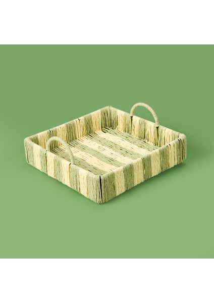 Deco Acerra Dekoratif Tepsi - Yeşil / Krem - 22X22X5 cm fiyatları