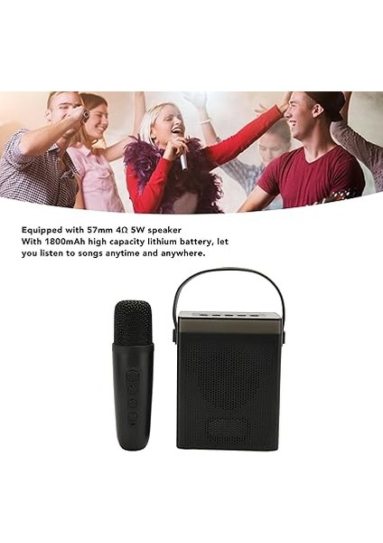 Machine Seti Hoparlör Mikrofon Kompakt Karaoke Sistem Seti Kullanışlı Ekipman El Taşınağı Kablosuz Mikrofonlar (Black) modelleri