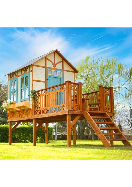 Ahşap Yerden Yüksek Ağaç Oyun Evi