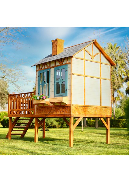 Ahşap Yerden Yüksek Ağaç Oyun Evi modelleri