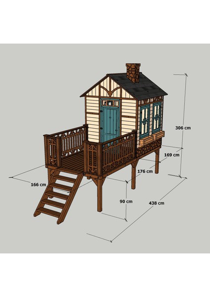 Ahşap Yerden Yüksek Ağaç Oyun Evi
