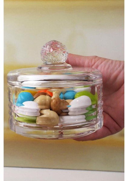 Lüx Kapaklı Cam Şekerlik & Cam, Kesme Cam Lüx Şekerlik 10CM*10.5CM - (4 Model) (06648)