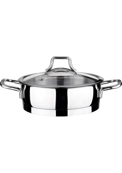 18CM Cam Kapaklı Çelik Sahan