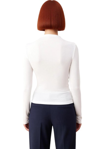 Kadın Uzun Kollu Dik Yaka Büzgülü Vücut Sarma Örme Üst Kaliteli Şık Rahat Modern Zarif Günlük modelleri