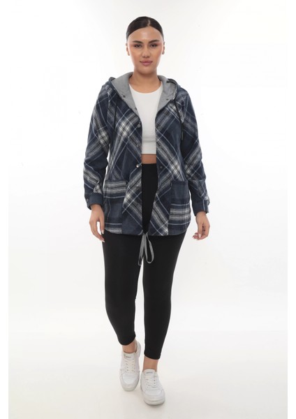 Büyük Beden Rahat Kalıp Kapüşonlu Oduncu Kadın Gömlek Hırka fırsatları