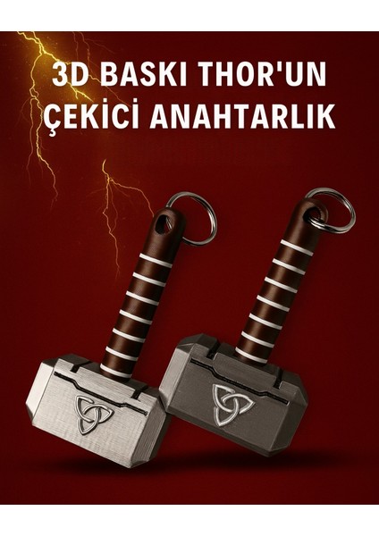 Thor’un Çekici Mjolnir Marvel Temalı Anahtarlık – Özel Tasarım Hediyelik | 3D Baskı Koleksiyon Ürünü