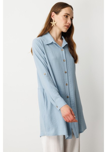 Keten Görünümlü Tunik Gömlek-A.mavı modelleri