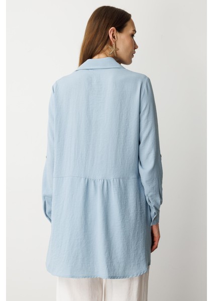 Keten Görünümlü Tunik Gömlek-A.mavı indirimleri