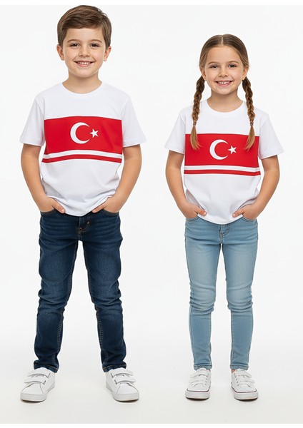 Türk Bayraklı Basic Çocuk Tişört - 26Y 1453