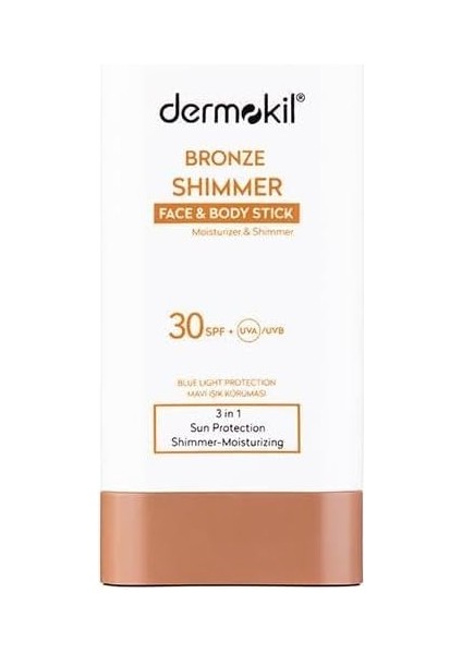 Dermokil Bronze Shimmer Face ve Body Stick Spf 30 20 gr