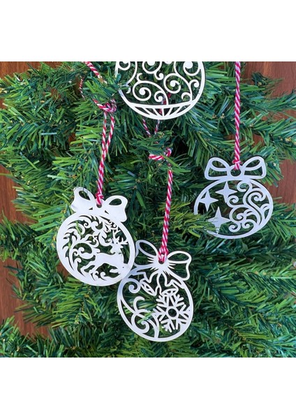 Buffer® 10 Parça Kırmızı Beyaz Ipli Fiyonk Model Ahşap Yılbaşı Ağaç Süsü fırsatları