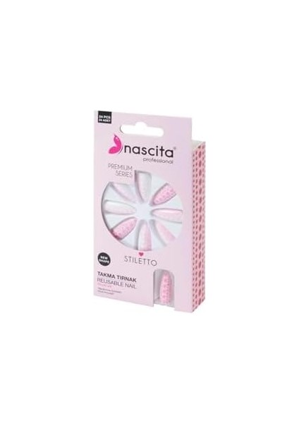 Nascita 24&apos;lü Stiletto Renkli Takma Tırnak - 186