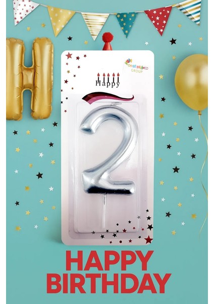 gümüş renk orta boy rakam mum