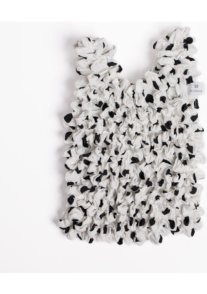 Genişleyen Puantiyeli Beyaz Alışveriş Çantası