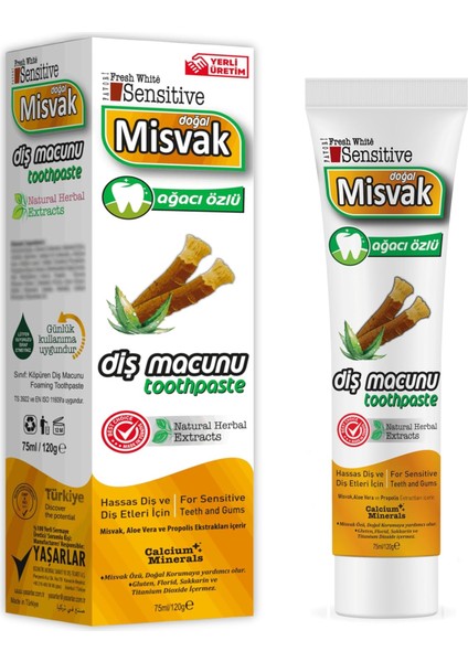 Bybars Misvak Diş Macunu Doğal Misvak Ağacı Özlü 75ML(120GR) Yanında Bambu Diş Fırçası