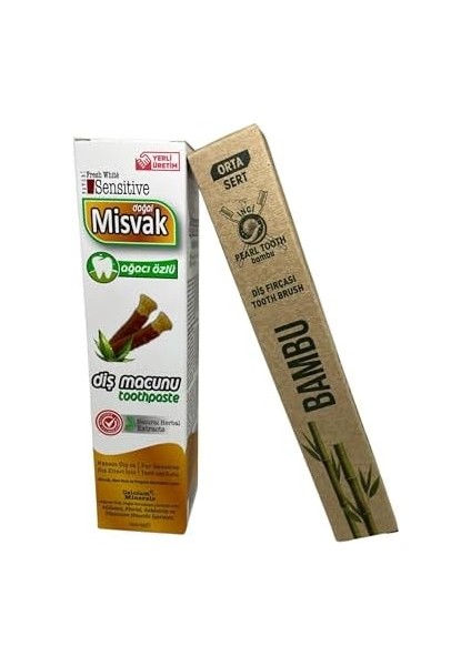 Bybars Misvak Diş Macunu Doğal Misvak Ağacı Özlü 75ML(120GR) Yanında Bambu Diş Fırçası modelleri