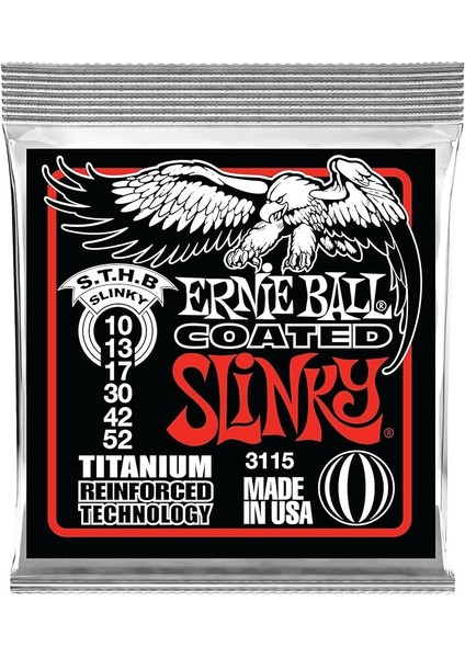 Ball Sıska Üst/ağır Alt Slinky Kaplamalı Titanyum Rps Elektro Gitar Telleri, Ölçü 10-52
