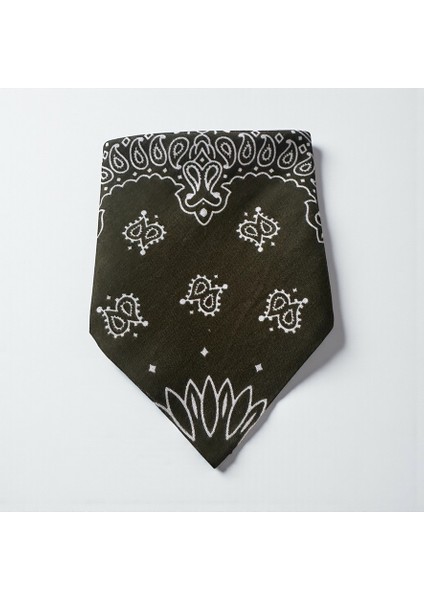 Yeşil Renk Içi Beyaz Desenli %100 Koton Bandana fiyatları